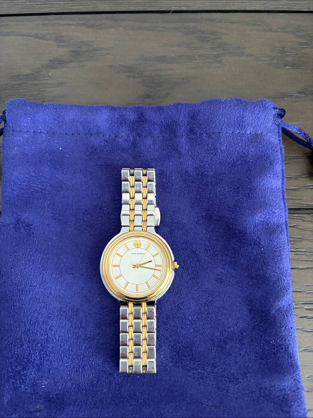 Tory Burch Two-Tone Gold and Silver Round Dress Watch